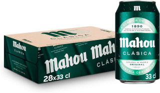 Cerveza Mahou Clásica Pack 28 latas (33 cl) por 12,35€ en Amazon