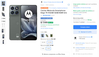 Motorola Edge 70 512GB 12GB por $6,893 en Mercado Libre