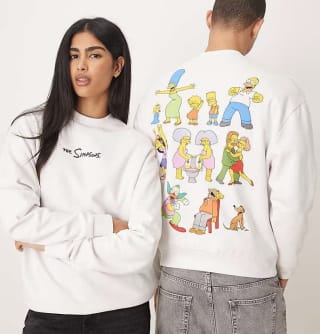 Sudadera blanca holgada unisex con estampado de "The Simpsons" por 7.20€