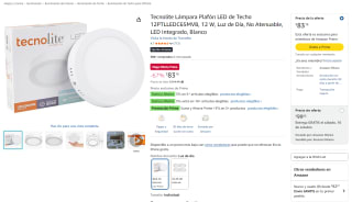 Tecnolite Lámpara Plafón LED de Techo 12PTLLEDC65MVB por $83 en Amazon
