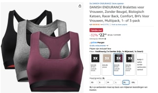 DANISH ENDURANCE Beugelloze bralette (3-pack) voor €22,95 bij Amazon