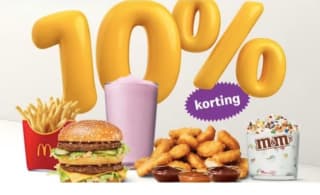 10% korting op je bestelling bij Mc Donalds