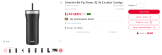 Streeterville Pp Straw 32Oz Licorice Contigo por $249 | Sears