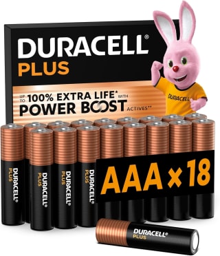 DURACELL AAA Plus Piles Alcalines (Lot de 18) 1.5V, LR03 pour 9,03€ chez Amazon