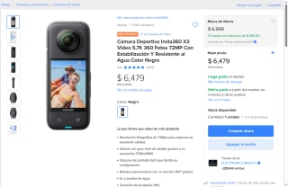 Cámara Insta360 X3 5.7K 360 72MP por $6,479 | Oferta Mercado Libre