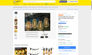 Guirnalda LED Vintage 15m 25Focos por $270 | Oferta Mercado Libre