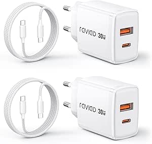 RAVIAD 30W Cargador USB C Carga Rápida 2Pack GAN Tipo C y 2M Cable por 12.79€