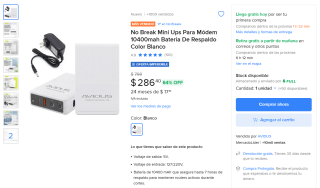 Mini UPS No-Break 10,400 mAh por $286 | Oferta Mercado Libre