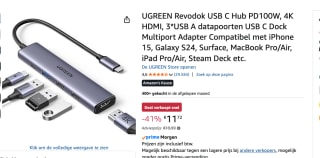 UGREEN Revodok 5-in-1 Hub USB C HDMI 4K voor €11,72 bij Amazon