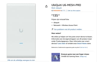 Ubiquiti U6 Mesh Pro Outdoor WiFi 6 Access Point voor €135,10 bij Amazon