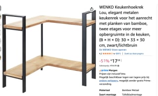 WENKO Keukenrek Lou voor €17,28 bij Amazon