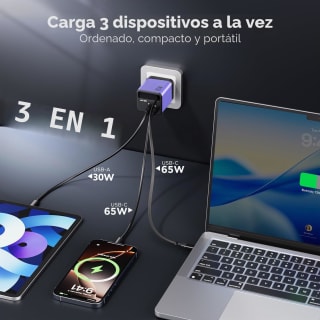 YSSTKFD Cargador USB C 65W GAN con cable retráctil por 16,24€ en Amazon