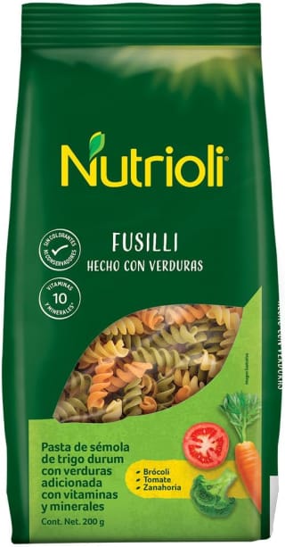 Pasta Fusilli Nutrioli 200g con Brócoli Zanahoria Tomate por $11 | Amazon