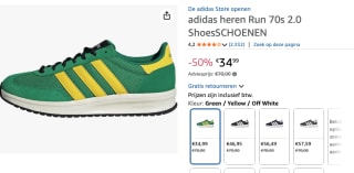 adidas Run 70s 2.0 Low-Top Trainers voor €34,99 bij Amazon
