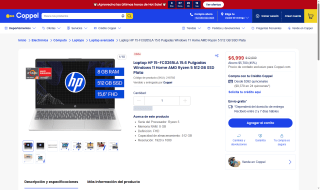 HP 15.6" 15-FC0265LA Ryzen 5 512GB por $6,999 | Coppel
