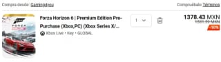 Forza Horizon 6 Premium Edition Xbox/PC por $1,378 | G2A