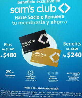 Cupón Sam's Club: 60% de Ahorro en Membresías
