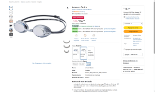 Anteojos de Natación Amazon Basics por $167 | Amazon