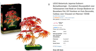 LEGO Botanicals Japanse Esdoorn Bonsaiboompje voor €35,58 bij Amazon