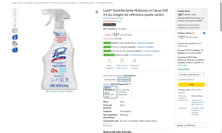 Desinfectante Lysol 650 ml sin Cloro por $32 | Oferta Amazon