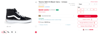 Tennis Sk8-Hi Black Vans por $699 | Oferta Sears