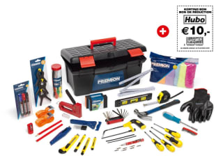 Hubo KLUSBOX met 45-delige gevulde gereedschapskoffer voor €25 bij Hubo
