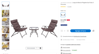 Juego de Balcón Plegable Sao Paulo 2 Personas por $1,999 | Sodimac