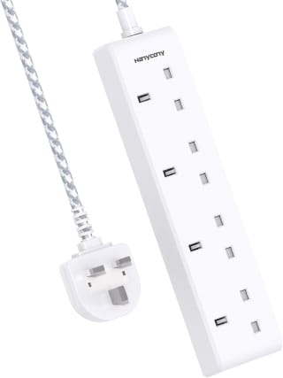 HANYCONY 4 Way Extension Lead 1m Braided Cable for £3.99