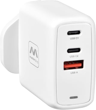 Masterplug Super-Fast USB Charging Plug with Single Type A and Two Type C Charging P