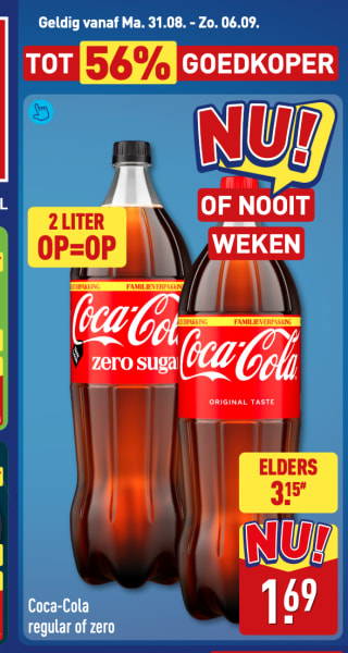 2 liter Coca Cola (zero) voor 1,69 euro