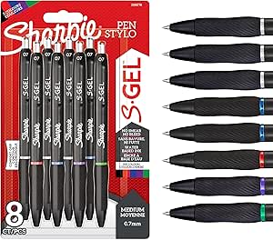 Lot de 8 stylos Sharpie S-Gel Pointe moyenne (0,7 mm) assortiment de couleurs à 6,15€