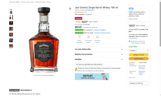Jack Daniel's Single Barrel Whisky 700ml por $461 | Amazon
