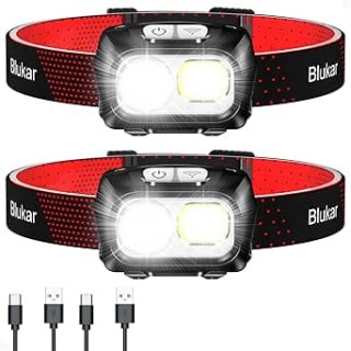 Blukar Head Torch Rechargeable, 2 Pack 2000L Super Bright Headlamp Headlight with 8 L