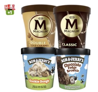 50% korting op Ben & Jerry's en Magnum IJsbekers bij de Plus