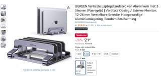 UGREEN verticale laptopstandaard van aluminium met 3 sleuven voor €21,67 bij Amazon