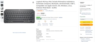 Teclado Logitech MX Keys Mini Iluminado por $999 | Oferta Amazon