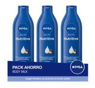 3 botes NIVEA Body Milk Loción Corporal Nutritivo 400ml por 11.37€