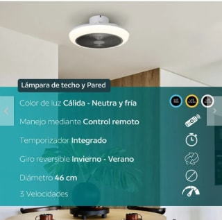 Ventilador Techo y Pared Luz led regulable EGLO $53.990 Solo en Sodimac, Chile
