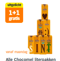 1+1 gratis op alle Chocomel literpakken bij de AH