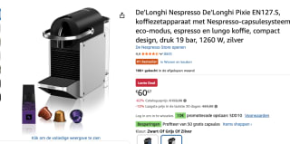 De'Longhi Nespresso De'Longhi Pixie EN127.S, koffiezetapparaat voor €50,67 bij Amazon