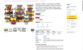 EasyWare JUMBO Contenedores de Vidrio 18 pz por $889 | Amazon