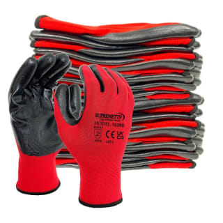 Supreme TTF 24 Pairs nitrile-coated red nylon work gloves (Large) for £12.80