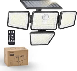Philips Solar Security Light, 3 Modes, w/PIR Motion Sensor, Floodlights with Remote C