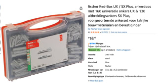 Fischer SX/UX Pluggenassortiment Box voor €16,77 bij Amazon