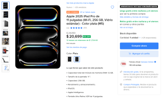 iPad Pro 11" M5 256GB por $16,915 | Mercado Libre (Banamex MSI)