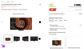 TCL 65C8K QD-MiniLED Google TV (2025) voor 1099 euro ( via de app )