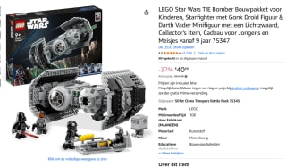 LEGO Star Wars TIE Bomber voor €40,66 bij Amazon