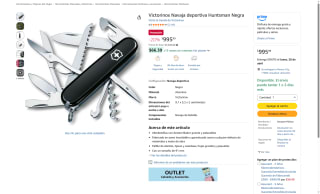 Victorinox Huntsman Negra 91mm por $996 | Amazon