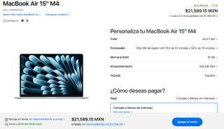 MacBook Air 15" M4 16GB 256GB por $16,089 | MacStore (Banorte)