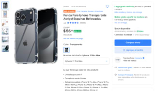 Funda Acrigel para iPhone (7–17) por $57 en Mercado Libre